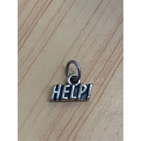 .925 Saying Help Sterling Silver Jewelry Charm - Picture 1 of 3